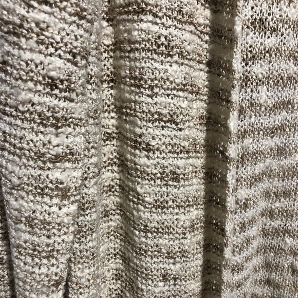 Fylo London Women’s S Creme/Tan Stripe w/ Gold Metallics Knit Hooded Cardigan - Picture 3 of 10